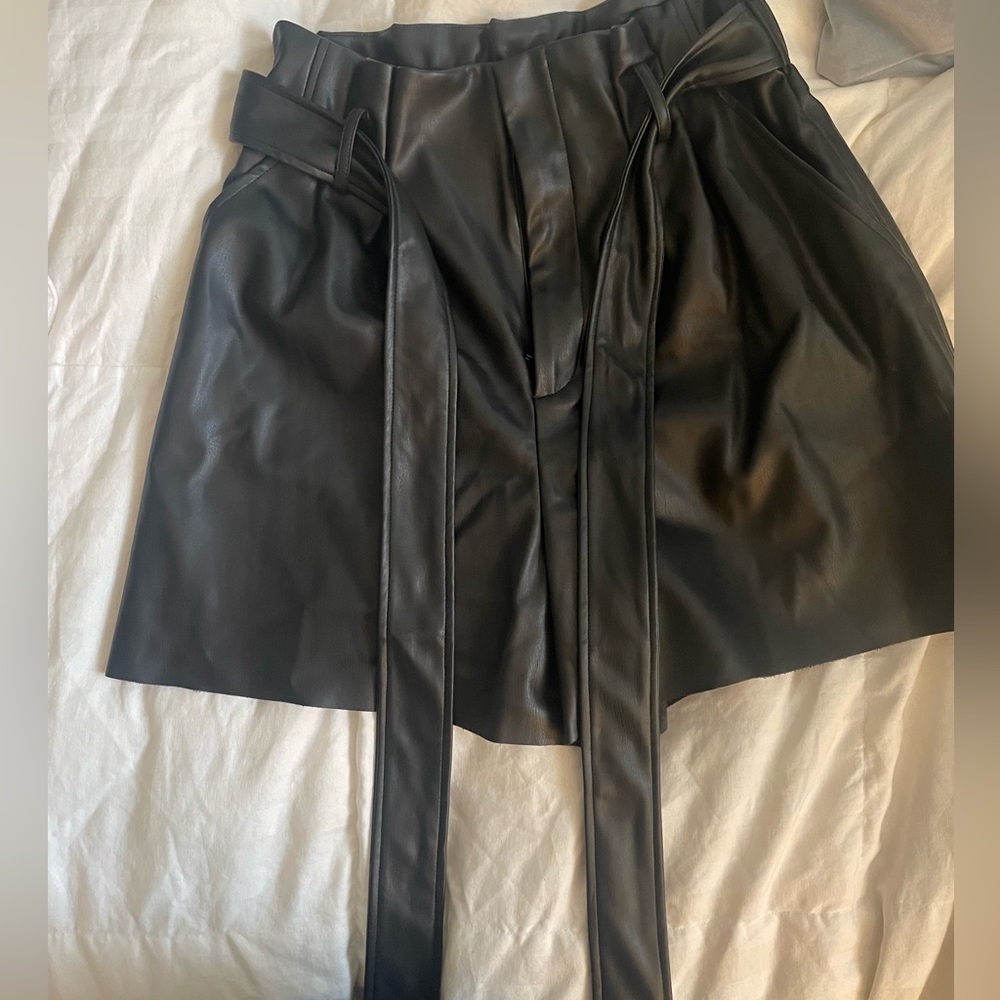 Zara high-waisted leather shorts